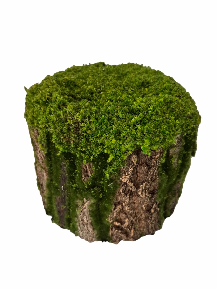 Artificial Mossy Tree Stump Decor - Real Bark Texture - Event Props & Visual Merchandising - 30x30x22cm by Everbloom Florals