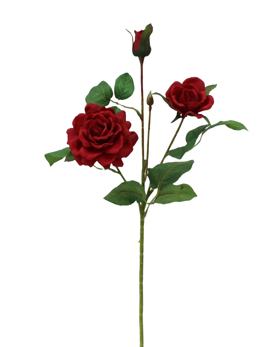 Real Touch Artificial Rose Stem - 3 Heads - 20.47" thumbnail 3