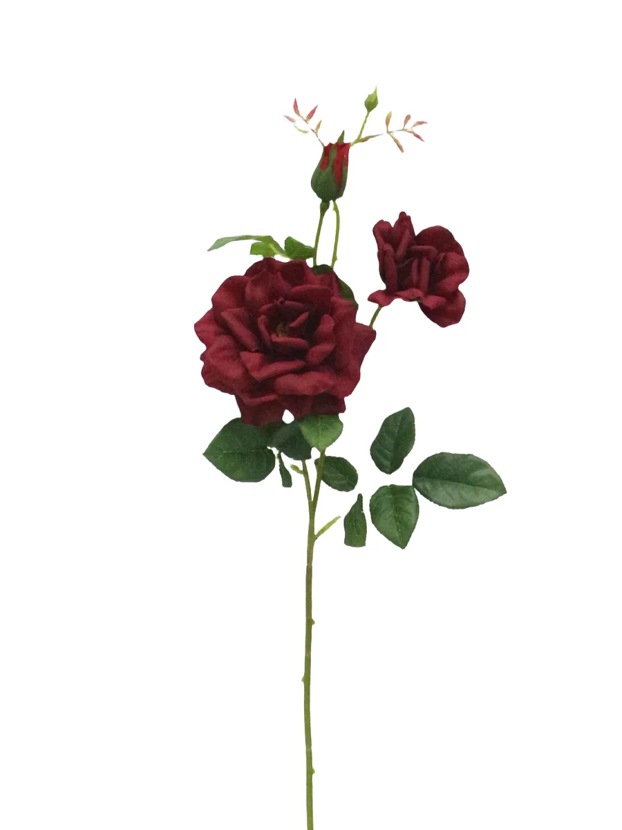 Real Touch Artificial Rose Stem - 3 Heads - 27.56" thumbnail 2