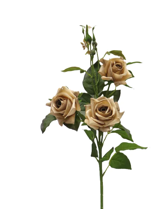 Real Touch Artificial Rose Stem - 4 Heads - 33.46"